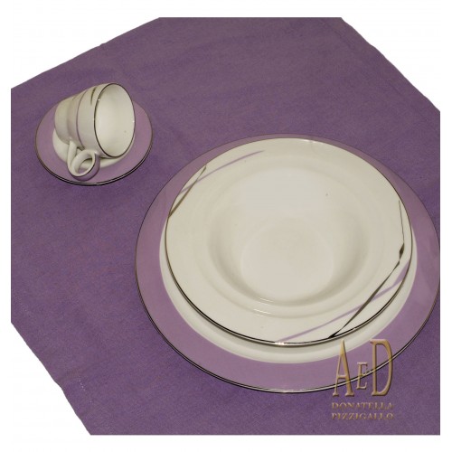 Posto tavola in porcellana bianco e viola