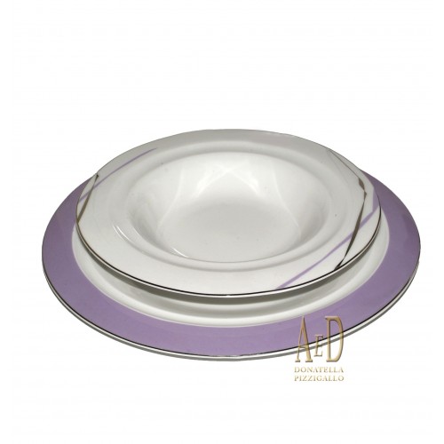 Posto tavola in porcellana bianco e viola