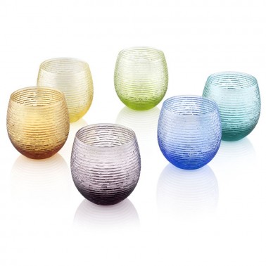 6 Water Glasses Set IVV Multicolor