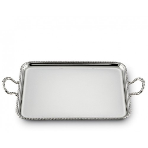 SADI Silver rectangular tray with handles