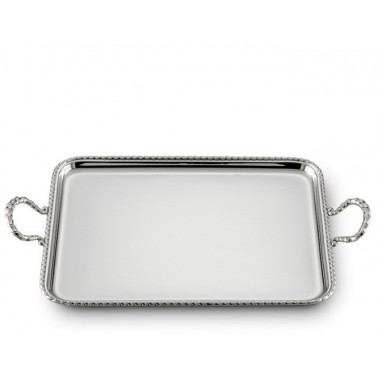 SADI Silver rectangular tray with handles